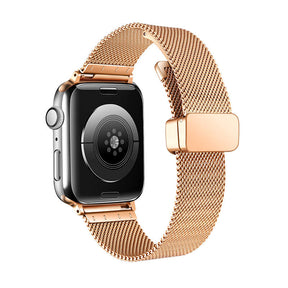 Fashion Magnetic Band Mesh Loop Metal Adjustable for Apple Watch-Rose Gold