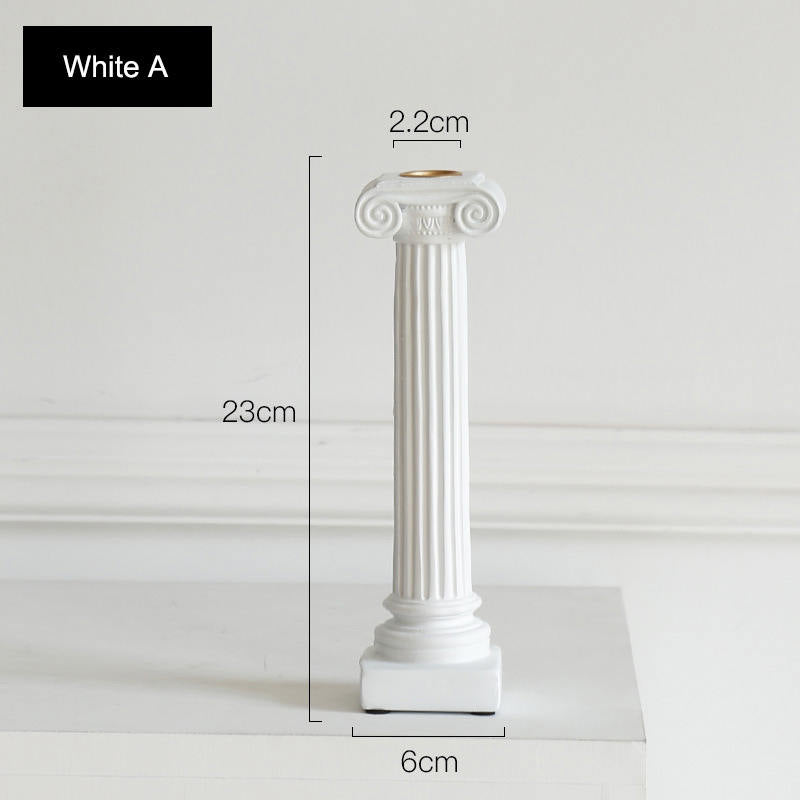 4 Pcs Retro Candle Holder Nordic Roman Column Aroma Candle Base for Festival Home Decor Ornament-White