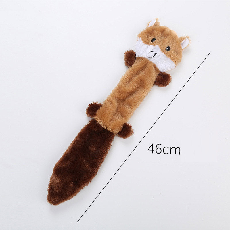 3Pcs No Stuffing Squeak Plush Dog Toy Fox Raccoon Squirrel