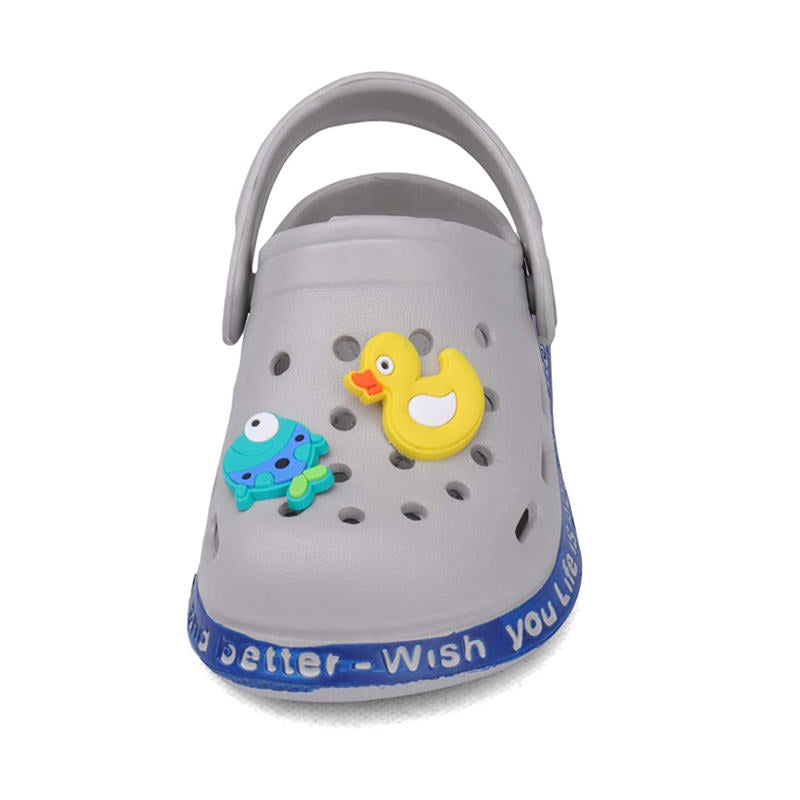Childrens Clogs Boys Girls Soft Sandals Lightweight Non-Slip Shoes-Grey