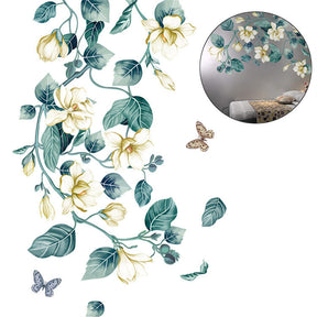 Removable DIY 3D Flower Vine White Floral Leaf Art Decor Wall Sticker Living Room