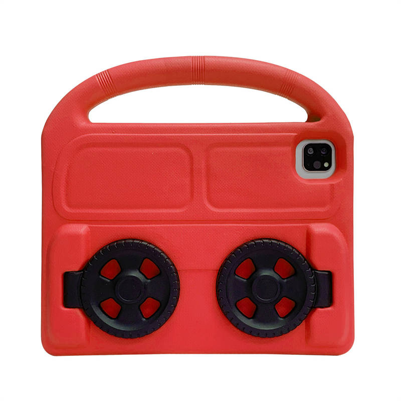 Wheel iPad Case For iPad Pro 11/Air4 10.9 inch Shockproof Stand Cover With Handle Stand-Red