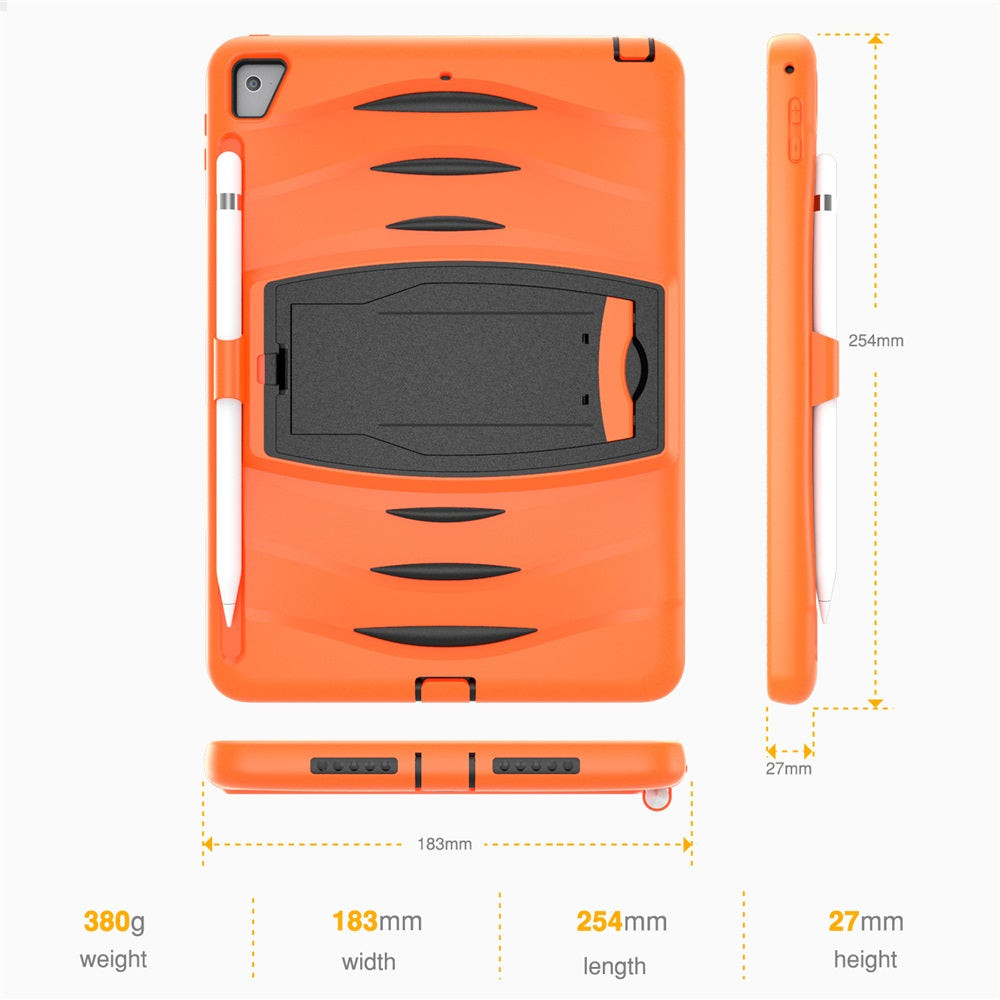 Shock Wave Kickstand Case Anti-Fall Protection With Pencil Holder For 9.7inch iPad 5/iPad 6/iPad Air2/iPad Pro9.7-Orange