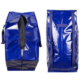 Heavy Duty Extra Large Storage Bags Backpack Straps Strong Handles & Zippers Recycled Material Blue Set of 4