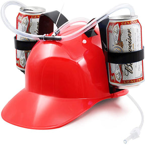 2 Packs Beer Helmet Drinking Hat The Beer Hat Drinking Holder or Soda Drink Hat Party Fun Beverage Gadgets-Red