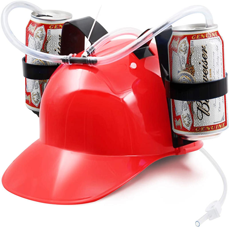 2 Packs Beer Helmet Drinking Hat The Beer Hat Drinking Holder or Soda Drink Hat Party Fun Beverage Gadgets-Red