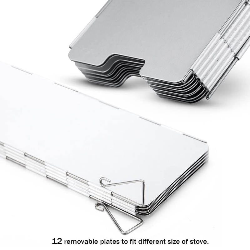12 Plates Stove Windscreen Folding Aluminum with Storage Bag