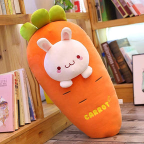 Bunny Plush Stuffed Animal Pillow-Cute Carrot Squishy Hugging Plushie-Gifts for Kids