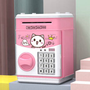 Children's Electronic Piggy Bank with Password Cute ATM Piggy Bank Great Toy Gift-PinkCat