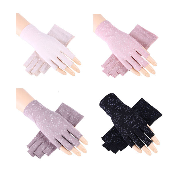 4 Pairs Women Gloves Summer Sunscreen Fingerless Gloves UV Protection Half Finger Gloves-E