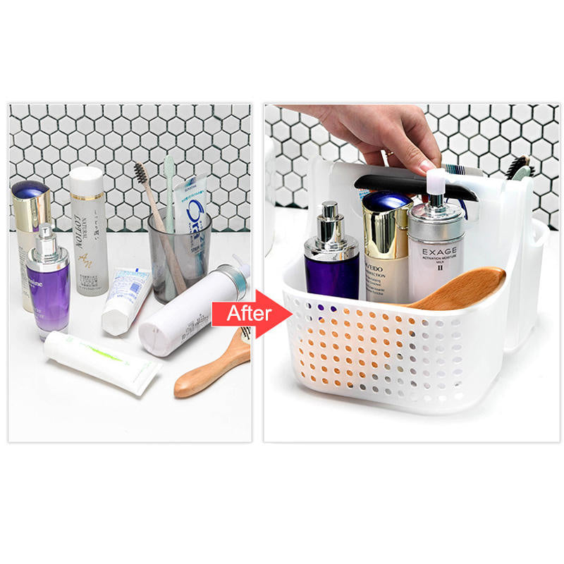 Portable Shower Caddy Basket Plastic Organizer 2 Compartments Thick Handle for Multi-use Storage for Bath and Beauty Accessories