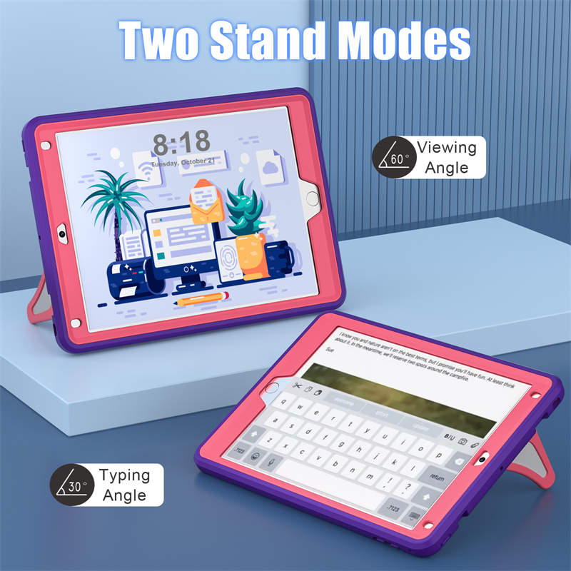 Tablet Case Kids Friendly with Pencil Holder for iPad 11 2020/2021/2022-PurpleRosered