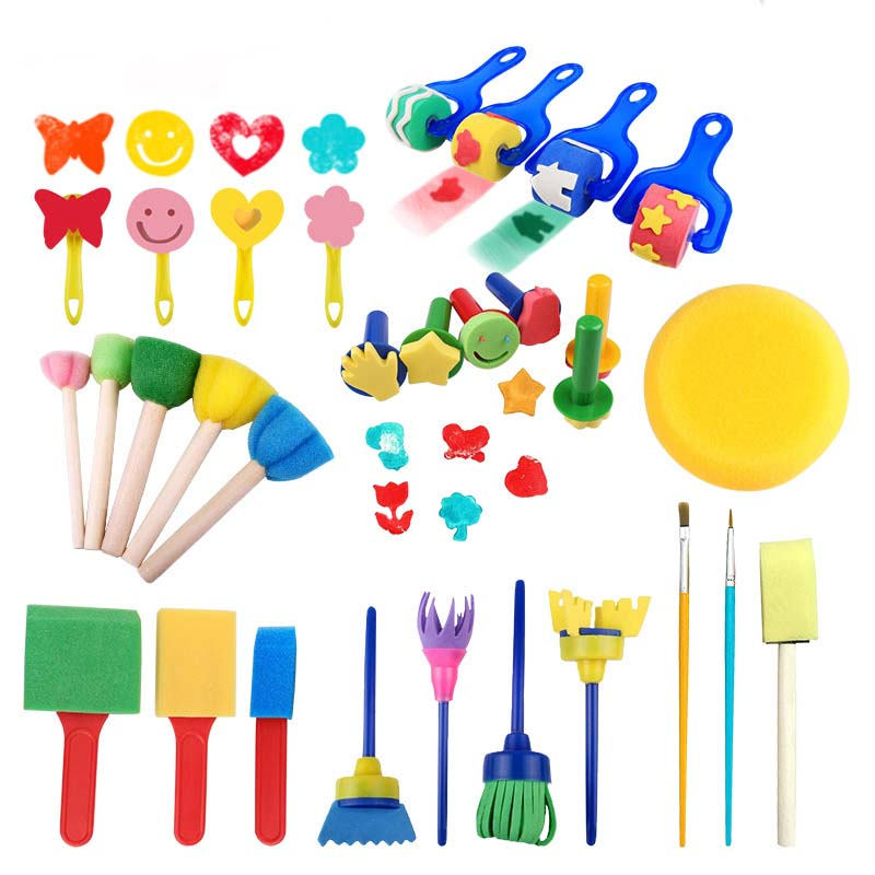 30 Pcs Children DIY Sponge Foam Stamp Tool Set For Cartoon Graffiti