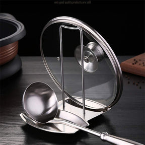 Stainless Steel Pan Lid Holder for Pots and Spoon Rest Shelf Kitchen Storage Tool