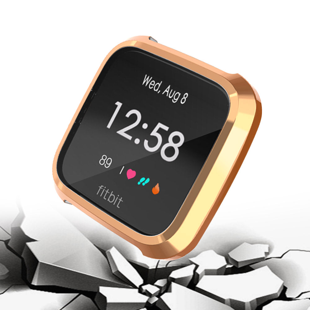 For Fitbit Versa Lite Electroplated Soft TPU Slim Watch Case -Rose Gold