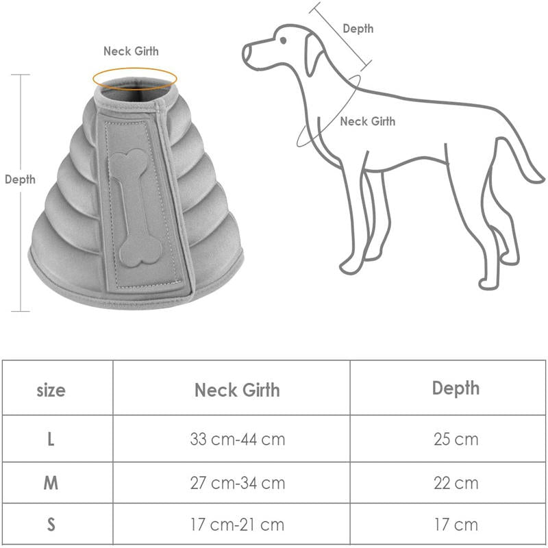 Dog Collar for Surgery Soft Recovery Cone to Protect Dogs Wound Healing-Gray