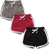 Kids 3 Pack 100% Cotton Sport Jogger Shorts Casual Elastic Pants-A