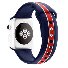 Soft Silicone Watch Bands Pattern Printed Band for iWatch Series6/5/4/3/2/1/SE-BlueRed