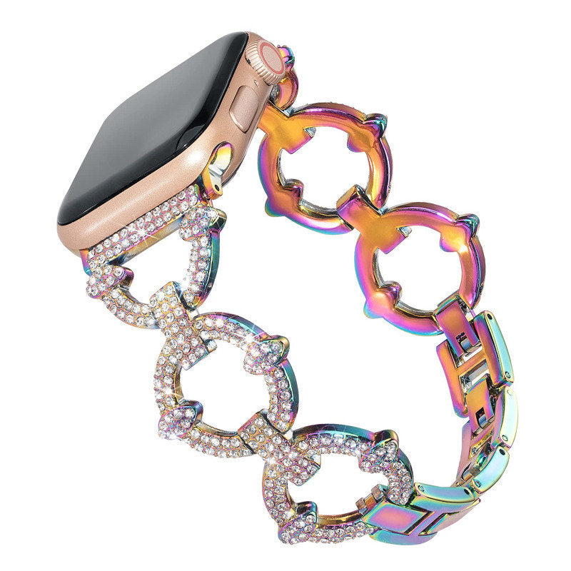 Bling Strap Full Diamonds Metal Jewelry Band for Apple Watch-Colorful