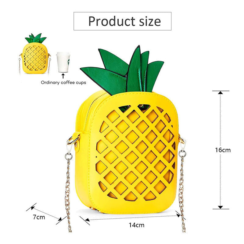 Womens Pineapple Purse PU Leather Crossbody Shoulder Bag-Yellow