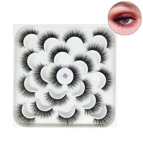 10 Pairs 3D False Eyelashes Reusable Wispy Cat Eye Natural Look Lashes-106