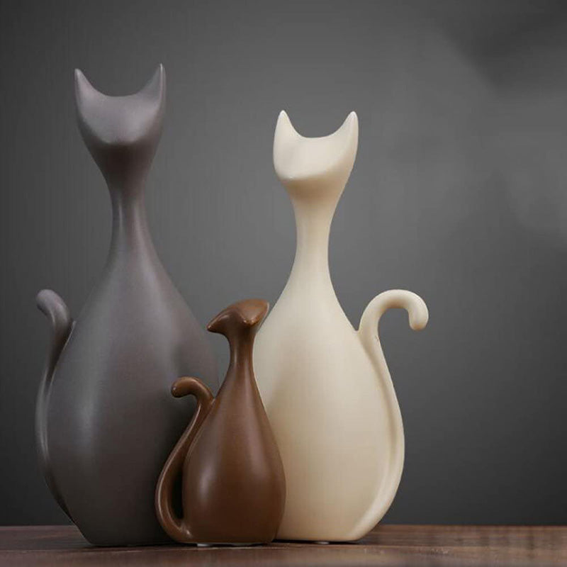 Home Decor Accessories Animal Porcelain Ornaments Ceramic Crafts Art Figurines-Cat