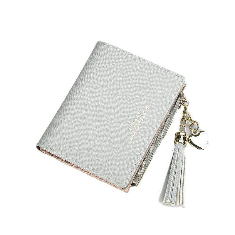 Women Small Wallet RFID Bifold Compact Wallet-Grey