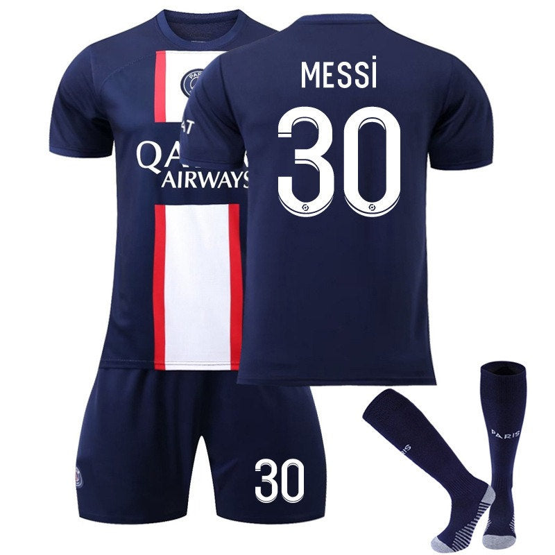 MESSI #30 Paris Home Jersey 2022/23 Soccer Jersey Kit Football T-shirt Set For Adult Kids