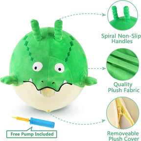 Kids Plush Ride Bouncing Toys Inflatable Gator Hopper Ball with Handle