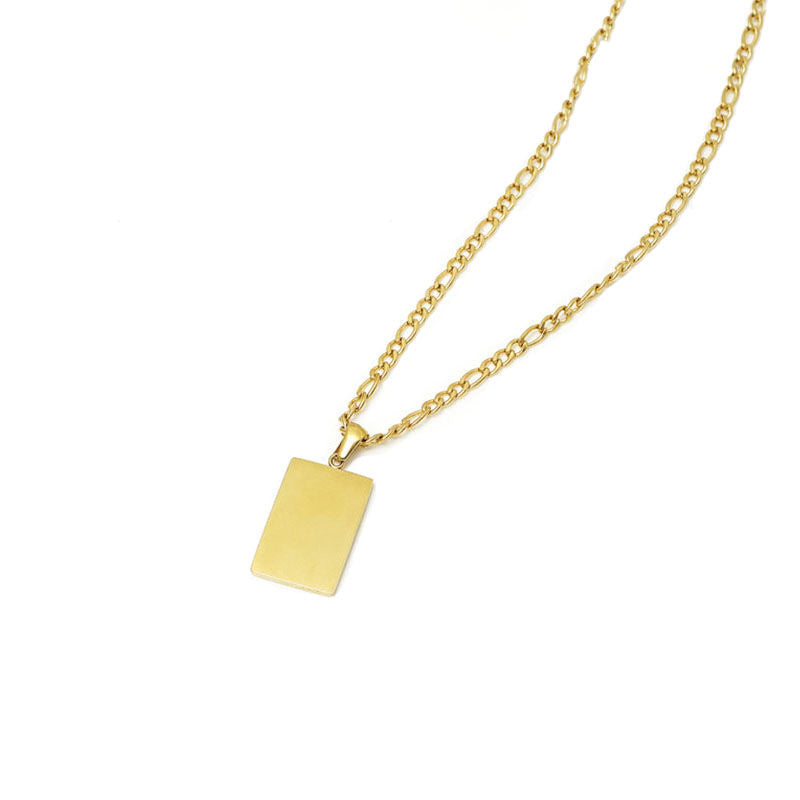 Minimalist Rectangular Natural Shell Pendant Gold Plated Chain Necklaces for Women-Green