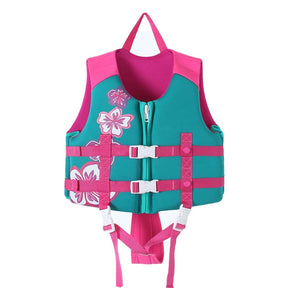 Kids Swim Vest Life Jacket Flotation Aid with Adjustable Safety Strap Age 1-12 Years-Printed Pink