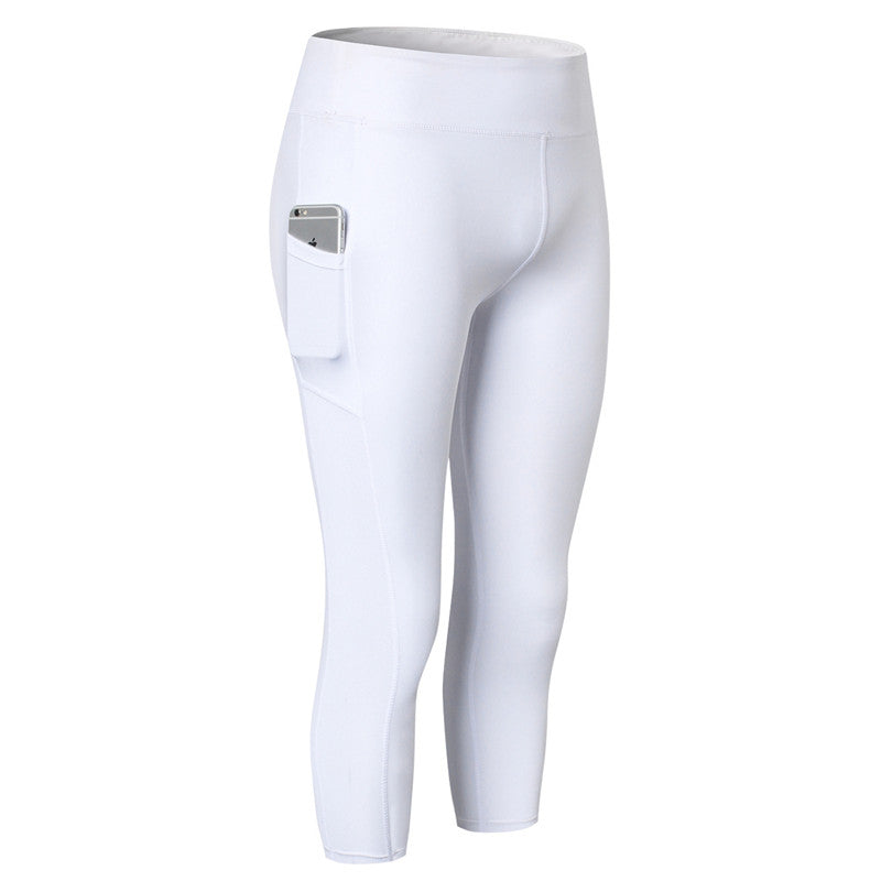 Adore Women Yoga Cropped Pants With Pocket Fitness Running Quick Drying Tight Pants 2087-White