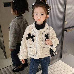 Girls Sherpa Short Coat Toddler Winter Jacket Warm Outwear Clothes 2-10 Years