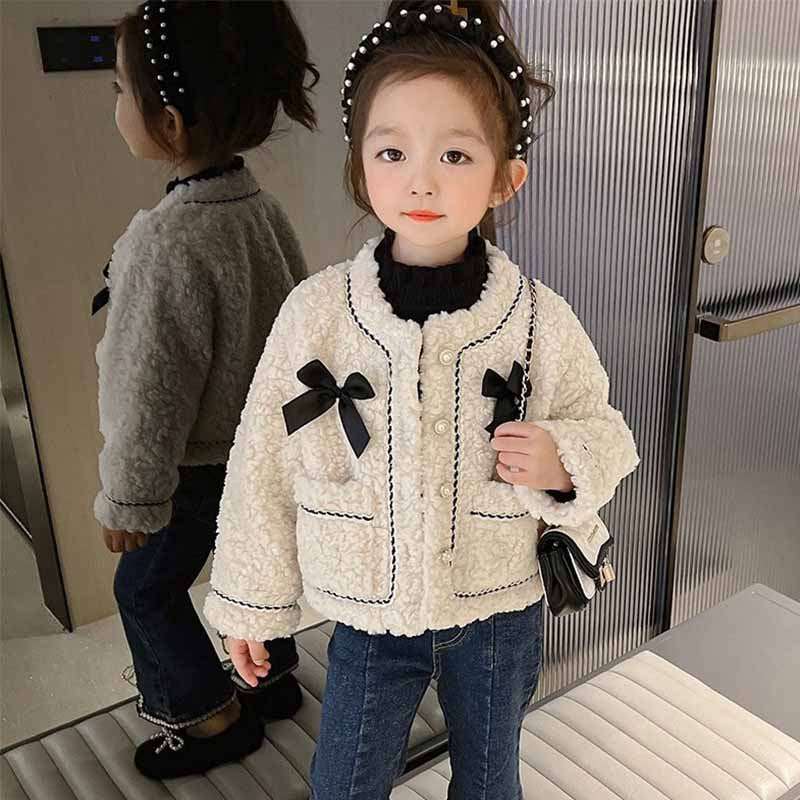 Girls Sherpa Short Coat Toddler Winter Jacket Warm Outwear Clothes 2-10 Years