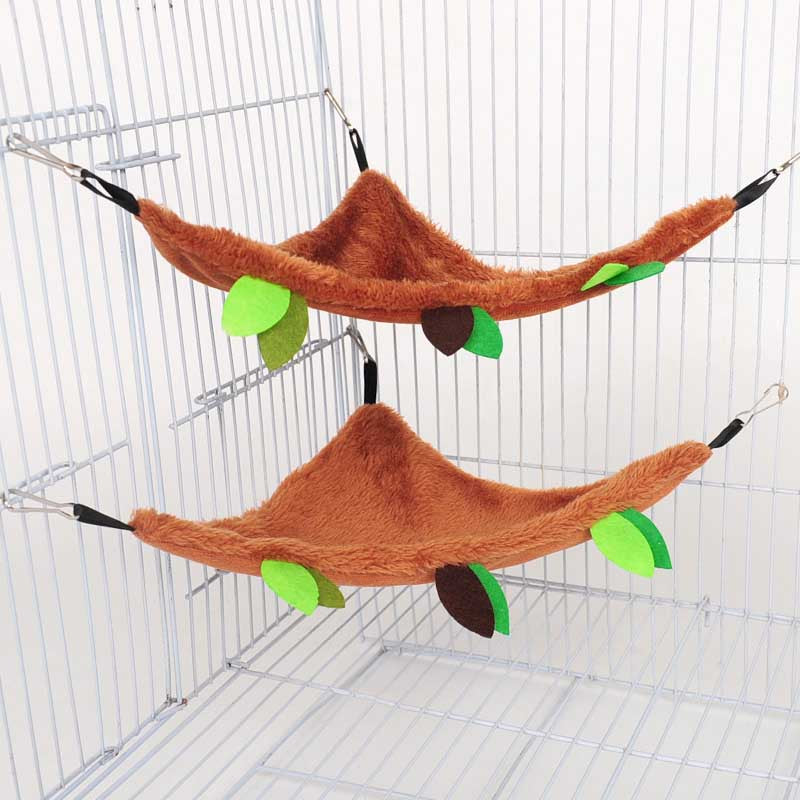 5pcs Hamster Hanging Cage Accessories Leaf Wood Hammock Ropeway Swing