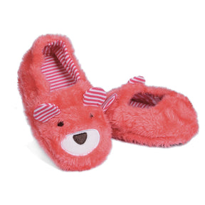 Toddler Boys Girls Slippers Cute Cartoon Bear Plush Warm Home Shoes-Pink