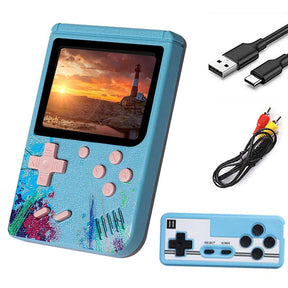 3.0inch Screen Retro Handheld Game Console 500 Classic FC Games Support to TV Output-Two Player-Blue