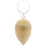 Women Crystal Tassel Evening Clutch Bag Rhinestones Party Wedding Handbag-Gold