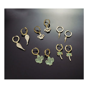 9 Pairs Coconut Cactus Earrings Set Elegant Stud for Girls and Women