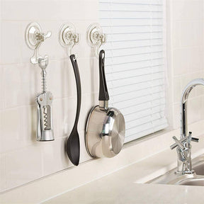 Bathroom Clear Suction Hooks Reusable Vacuum Suction Cup Hook Razor Holder Multi-Use for Home Two-Hooks