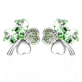 Pair of Four Leaf Clover Pin Brooch Womens Clothes Fashion Accessories-LightGreen