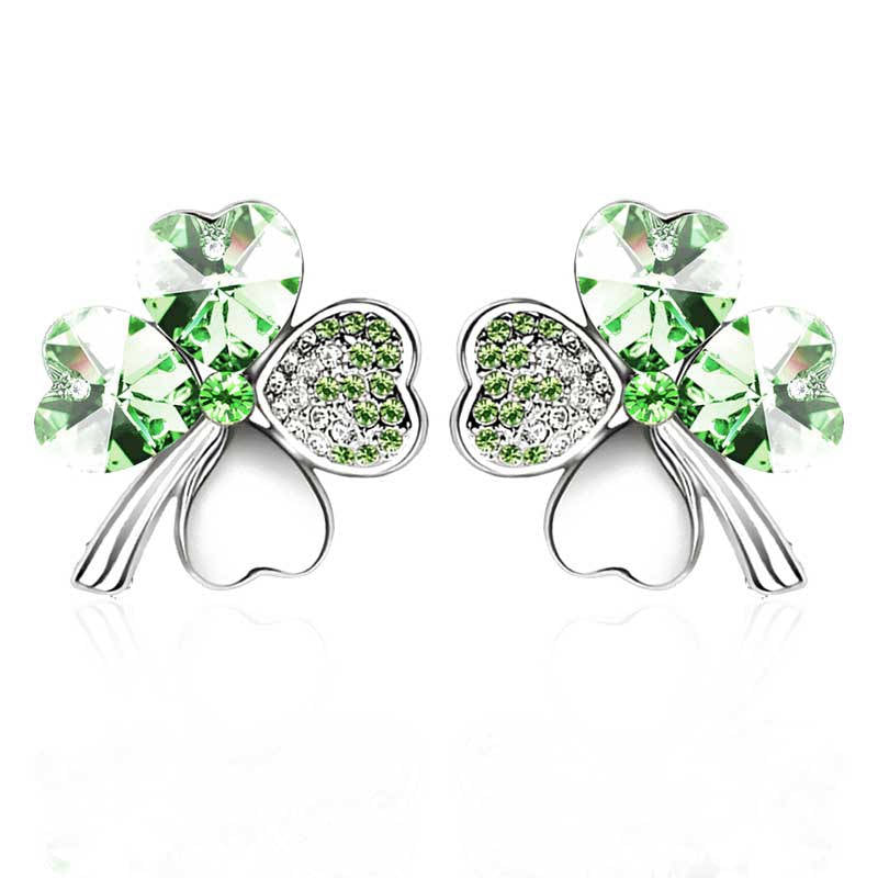 Pair of Four Leaf Clover Pin Brooch Womens Clothes Fashion Accessories-LightGreen