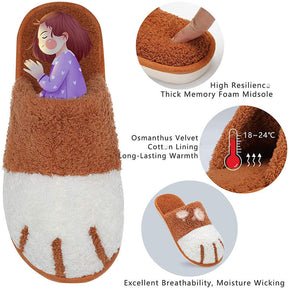 Memory Foam Unisex Slippers Comfortable Cute Animal Soft Shoes-Caramel