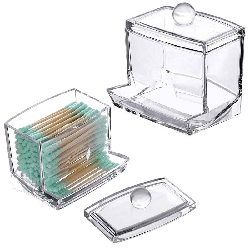 Cotton Swab Pads Holder  Cotton Buds Ball Dispenser Organizer Box Clear Acrylic Cotton Pad Container