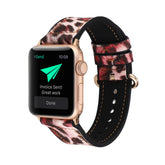 Fluorescent Leopard PU Leather Watch Band Microfiber Design For Apple Watch SE/6/5/4/3/2/1(Pink)