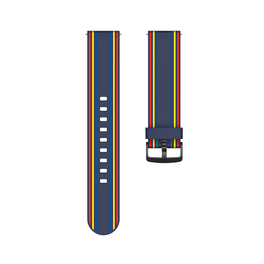 Silicone Band Striped Watch Band For Samsung Galaxy Watch 42/46mm Gear S3 Frontier/Classic(Rainbow Blue)