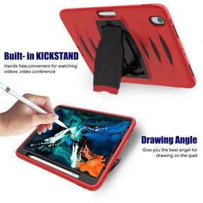 Shock Wave Kickstand Case Anti-Fall Protection With Pencil Holder For iPad Pro12.9 (2018)-Red