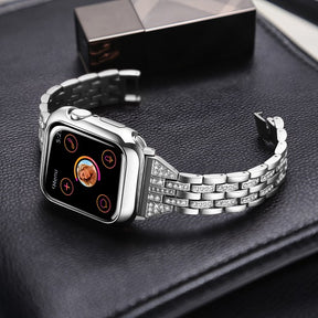 5C Diamond Stainless Steel Watch Strap Wristbands For Apple iWatch Series-Silver