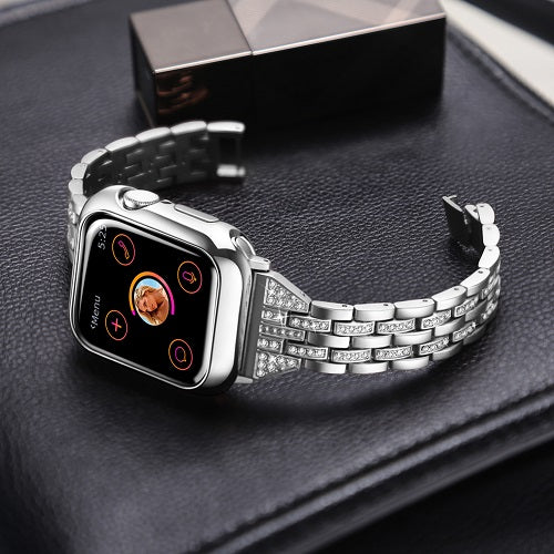 5C Diamond Stainless Steel Watch Strap Wristbands For Apple iWatch Series-Silver