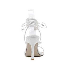 Womens Stiletto High Heels Thong Sandal Strappy Open Toe Heeled Shoes-White